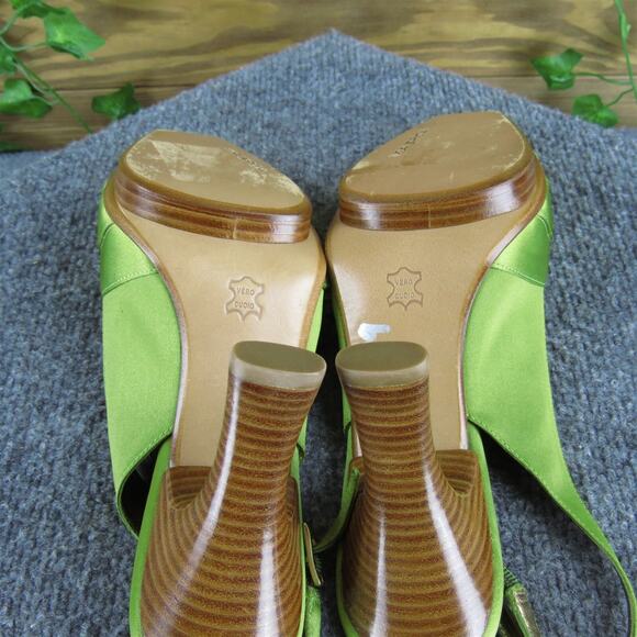 Via Spiga Women's Peep Toe Slingback Green Synthetic Pump 9.5 Gently Used 2025 - Picture 6 of 7